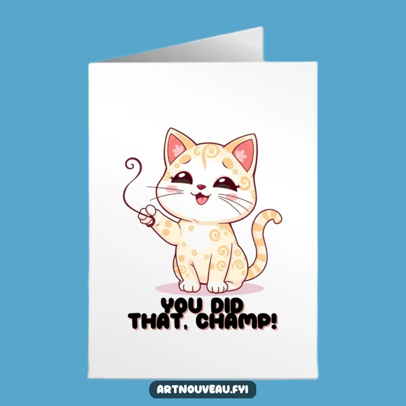 Free Printable Congrats Card: Hilarious Cat Waving, DIY Downloadable Gift for Any Occasion