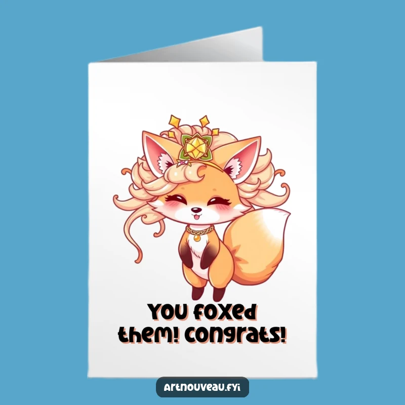 Free Printable Congrats Card: Hilarious Fox Twirling Celebration Downloadable Gift