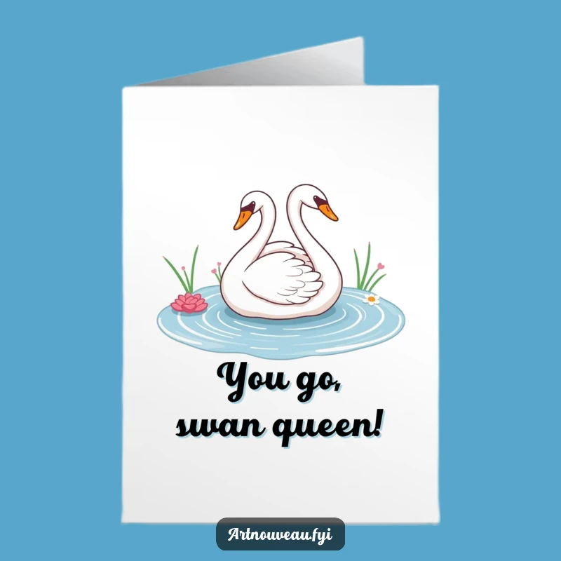 Free Printable Swan Congrats Card: Elegant Design Downloadable Gift for Special Moments