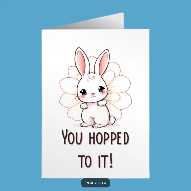 Free Printable Rabbit Congratulations Card - Swirl Bunny Downloadable DIY Gift
