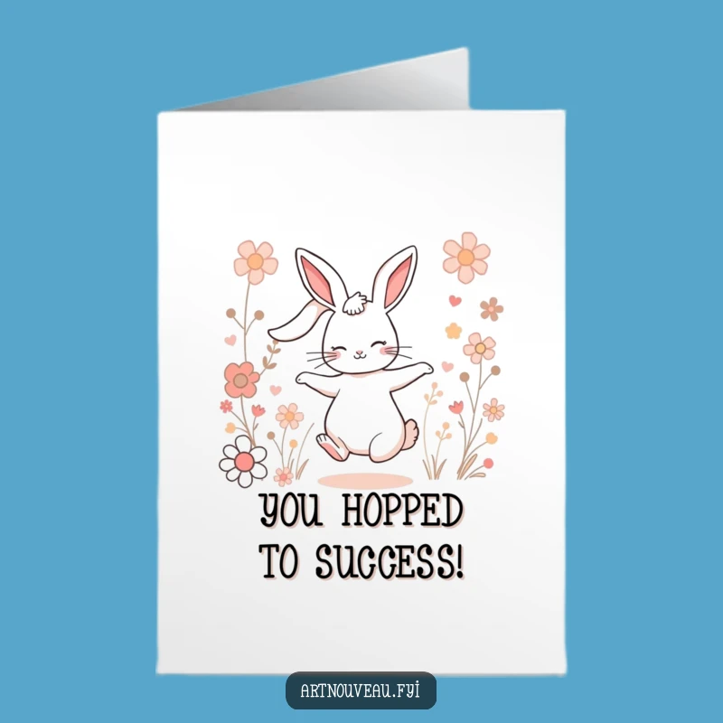 Free Printable Congrats Card: Hoppy Rabbit Celebration Funny Downloadable Gift