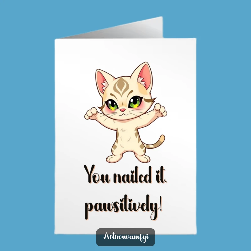 Free Printable Congrats Card: Artful Feline Design, Downloadable Funny Achievement Gift
