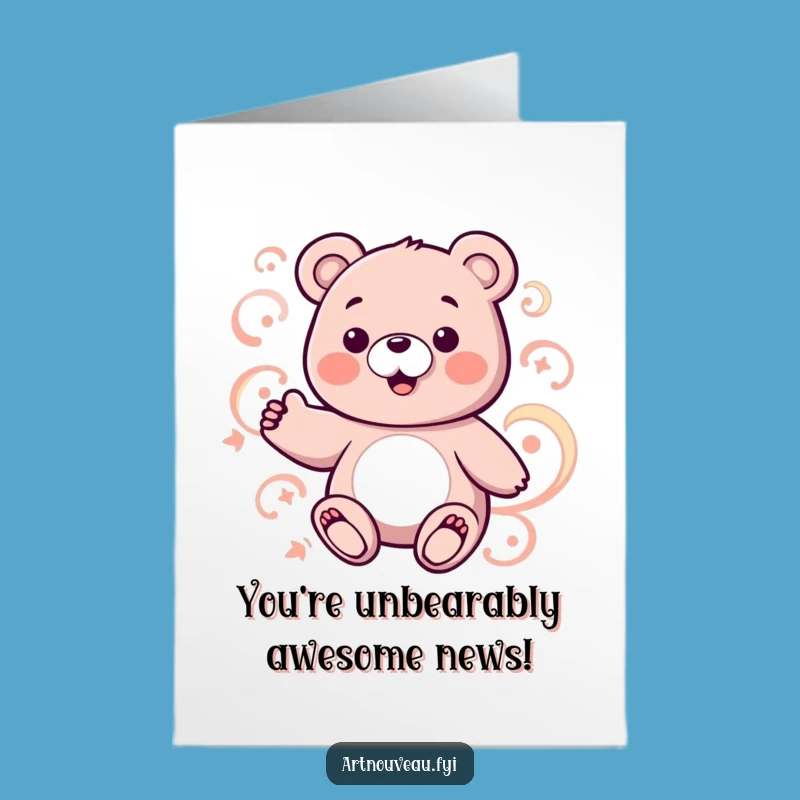 Free Printable Bear Congratulations Card: Bear Swirls Downloadable Greeting