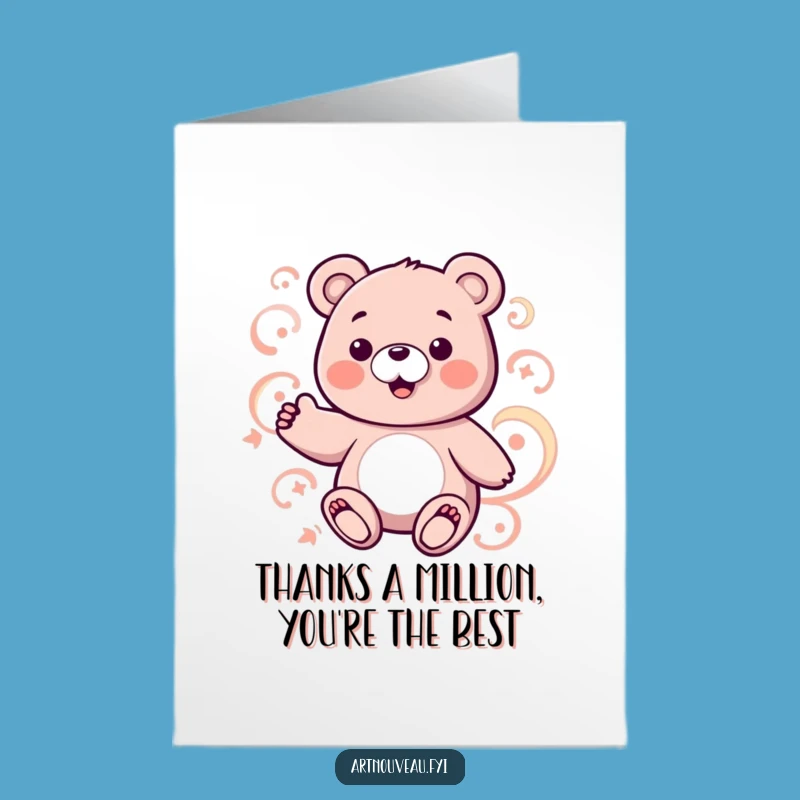 Free Printable Bear Thank You Card: Bear Swirls Gratitude Downloadable Greeting