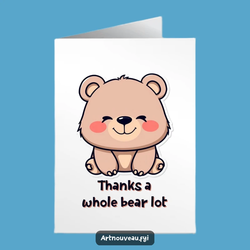 Free Printable Bear Thank You Card: Whimsical Smile Downloadable Gift for Sweet Thanks