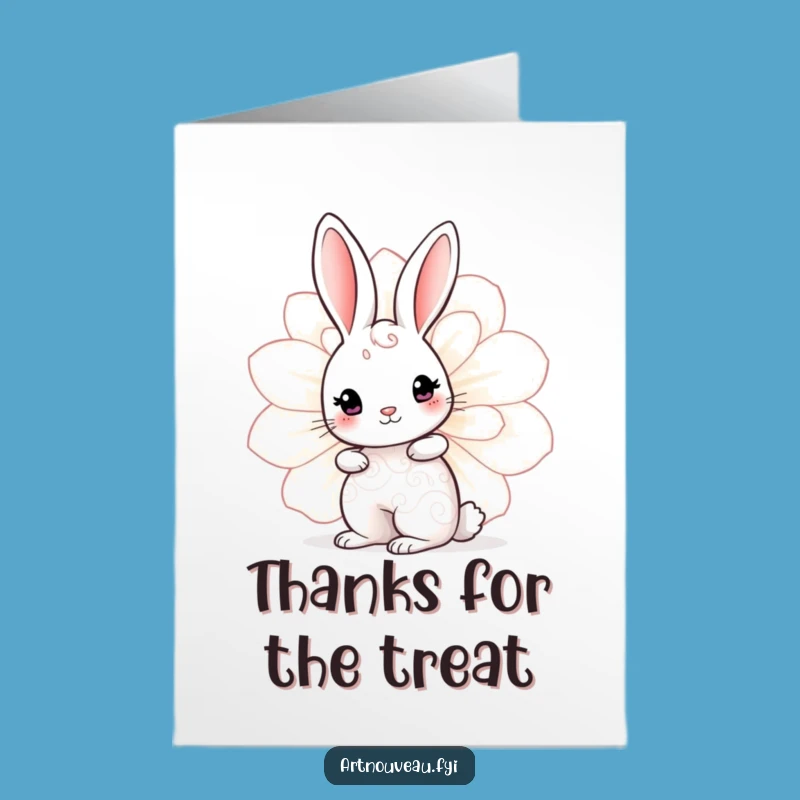 Free Printable Rabbit Thank You Card - Cute Swirl Bunny Downloadable DIY Gift