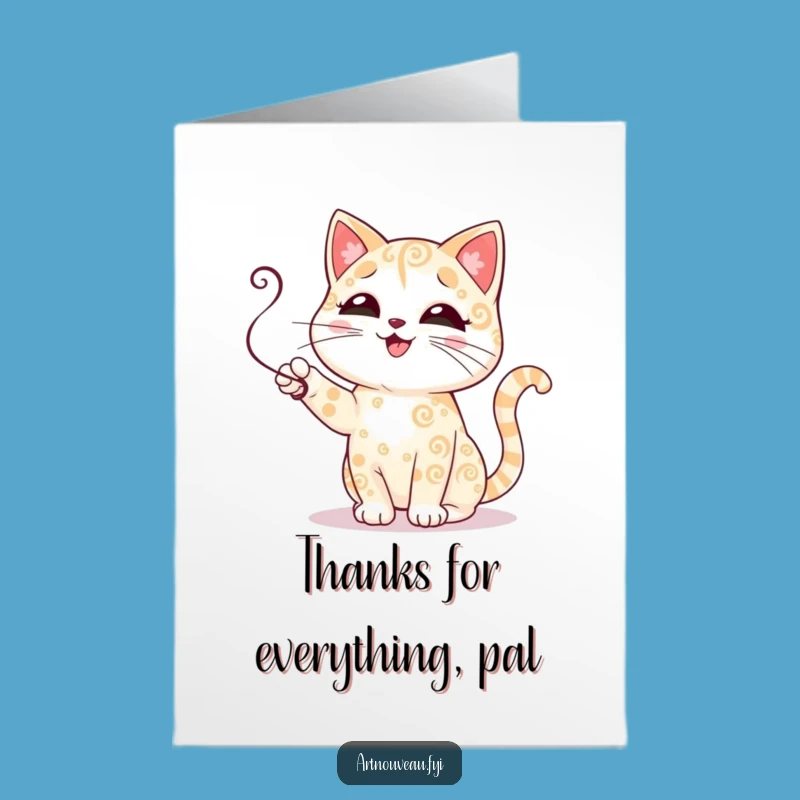 Free Printable Thank You Card: Adorable Cat Expressing Gratitude, DIY Downloadable Gift