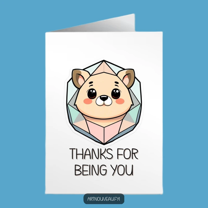 Free Printable Thank You Card: Animal's Puzzled Stare at Shape - Funny Instant Download
