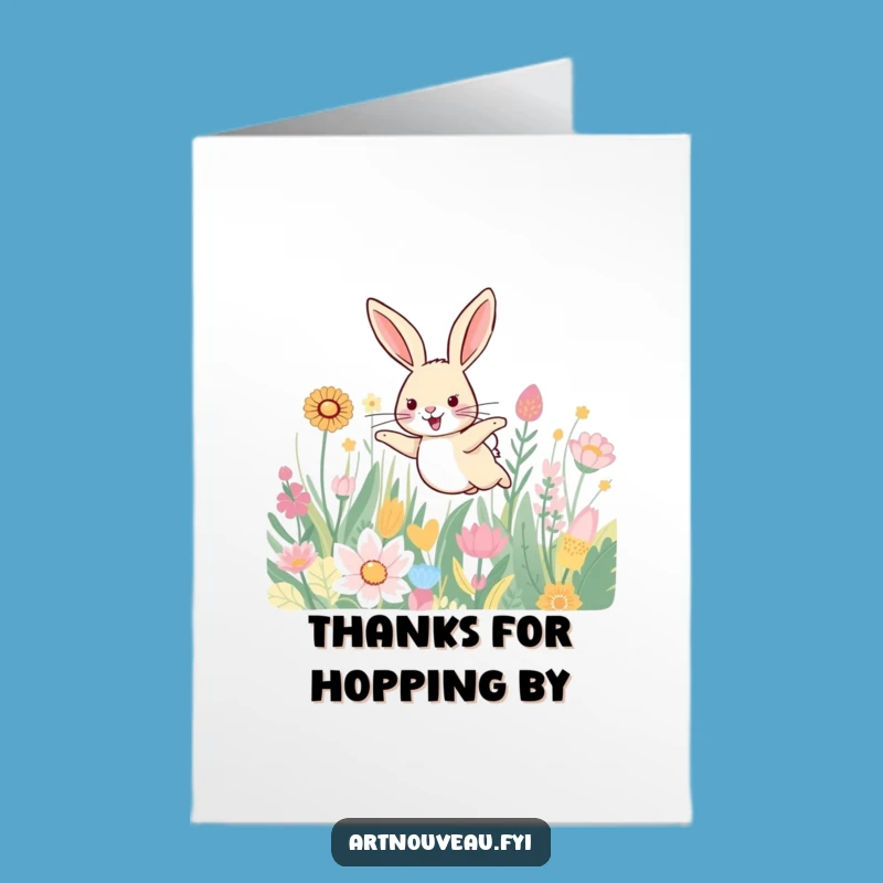 Free Printable Thank You Card: Cheerful Hare Thanks Downloadable Gift