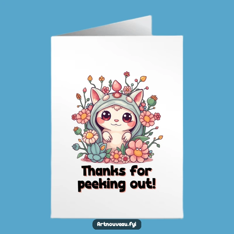 Free Printable Thank You Card: Curious Creature Peek, Organic Design, Funny
