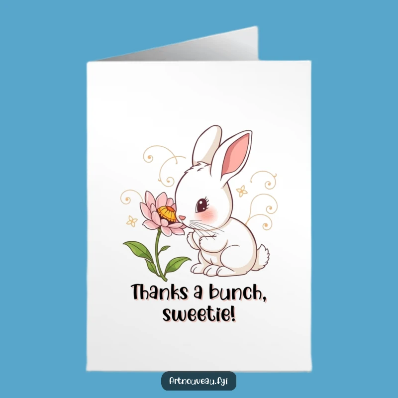 Free Printable Thank You Card: Curious Rabbit Funny Downloadable Gift for Your Kindness