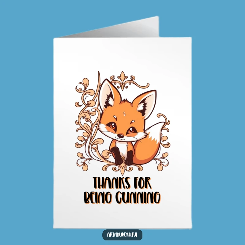 Free Printable Thank You Card: Fox Peek - Funny Downloadable Gift