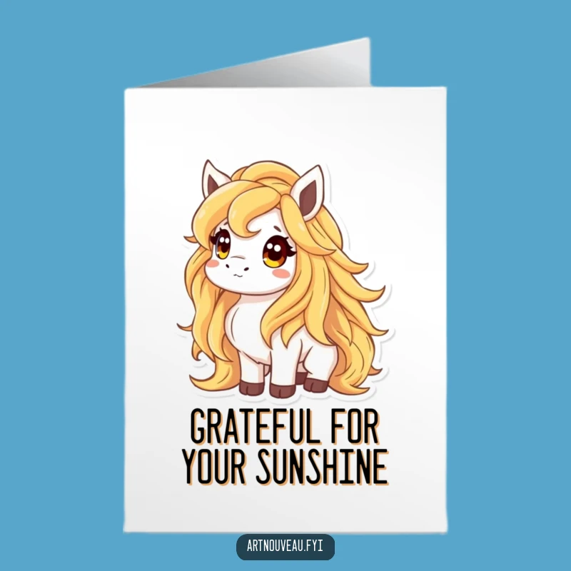 Free Printable Thank You Card: Golden Mane Animal Curious Look Downloadable Gift