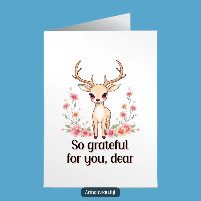 Free Printable Thank You Card: Graceful Deer Funny Downloadable Gift for Your Appreciation