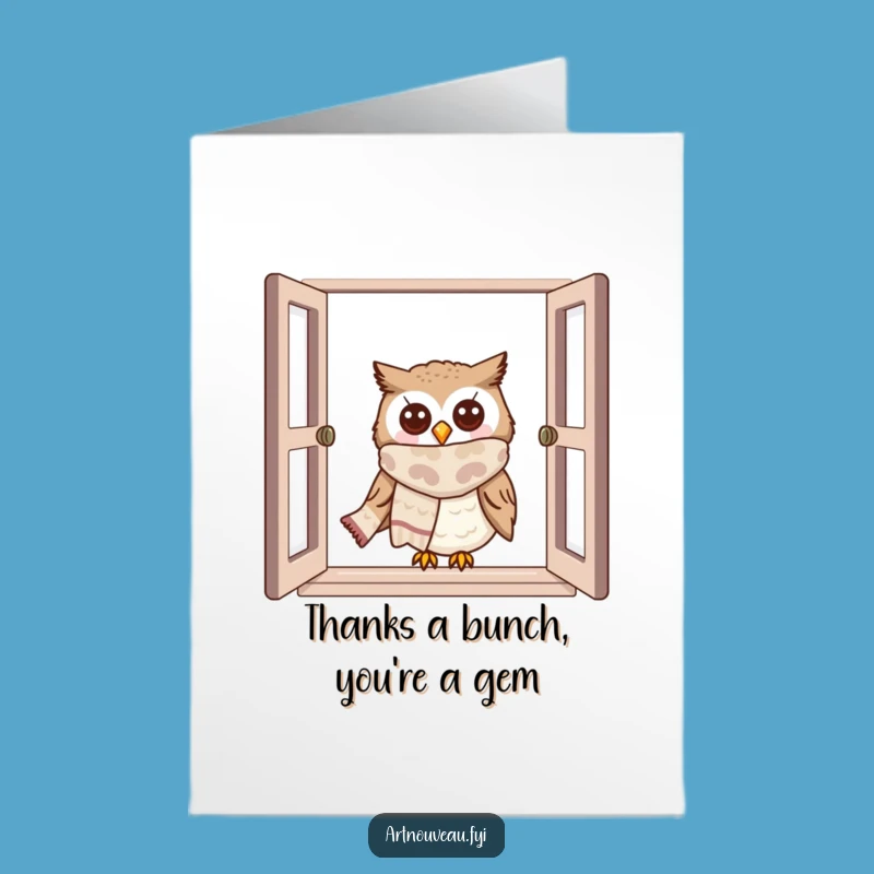 Free Printable Owl Thank You Card: Funny Owl Gratitude Downloadable Greeting