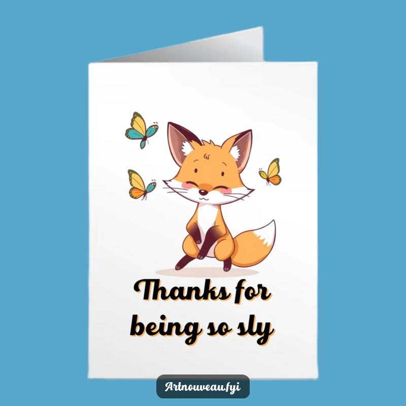 Free Printable Fox Thank You Card: Playful Fox Gratitude Downloadable Greeting