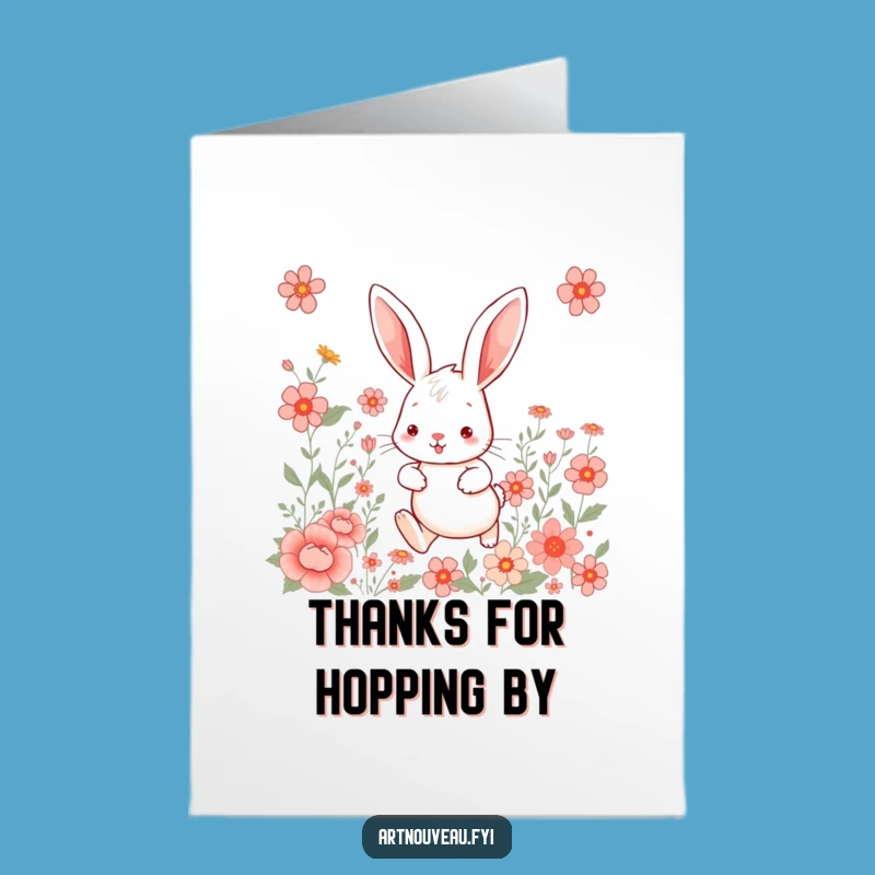 Free Printable Rabbit Thank You Card - Whimsical Floral Hop, Downloadable Gift