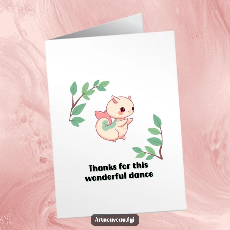 Funny Free Printable Thank You Card: Creature with Organic Nature Curves Spinning, DIY