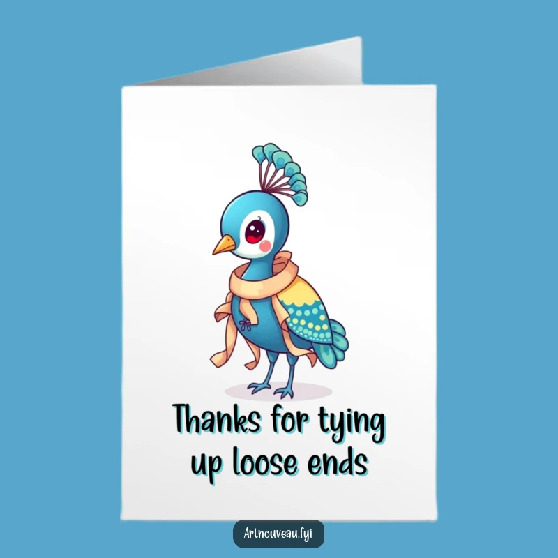 Free Printable Thank You Card: Ornate Ribbon Peacock Funny Downloadable Gift