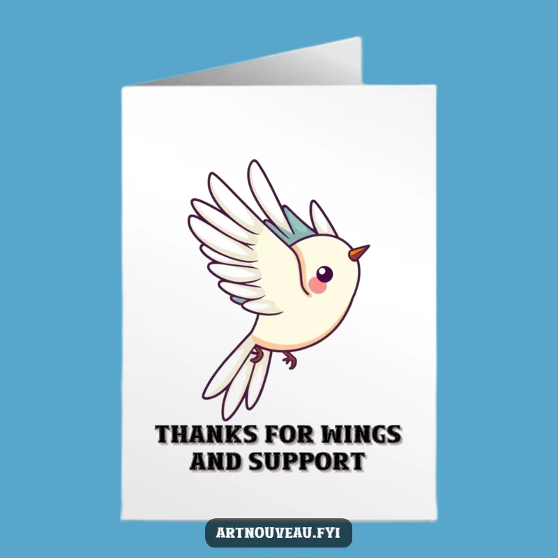 Free Printable Thank You Card: Graceful Bird Tail Feathers Downloadable Gift of Thanks
