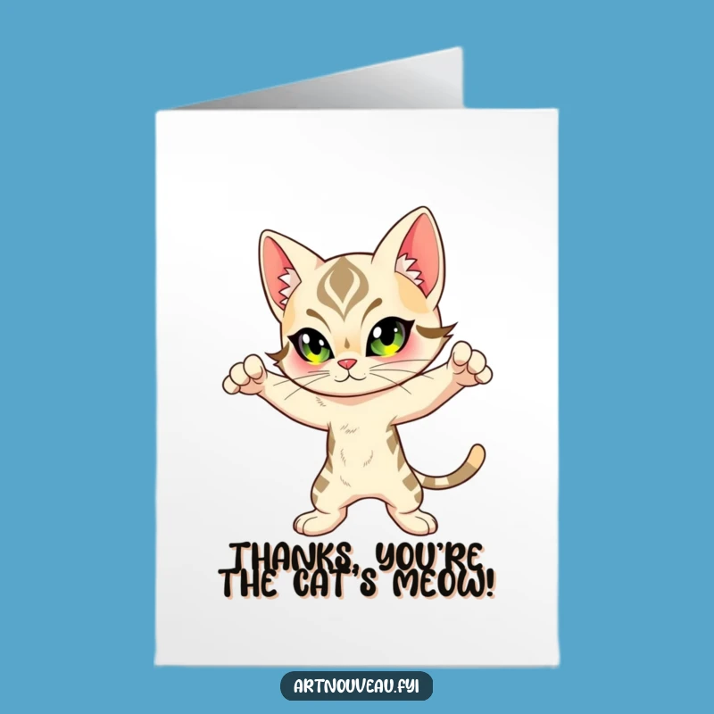Free Printable Thank You Card: Chic Feline Design, Downloadable Funny Appreciation Gift