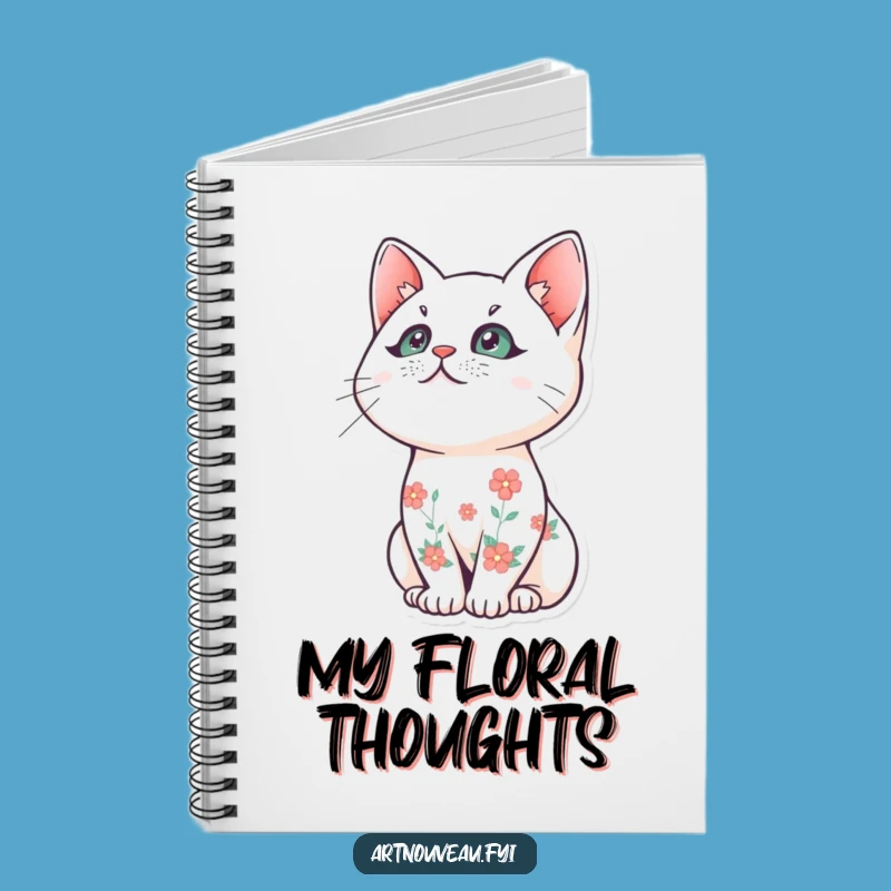 Funny Floral Cat Notebook - Stylized Art Journal, Creative Funny Gift Idea