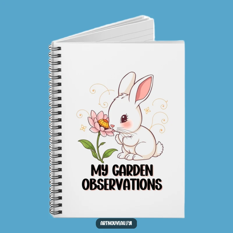 Funny Rabbit Notebook: Curious Journal, Art Nouveau Swirls, Perfect Gift