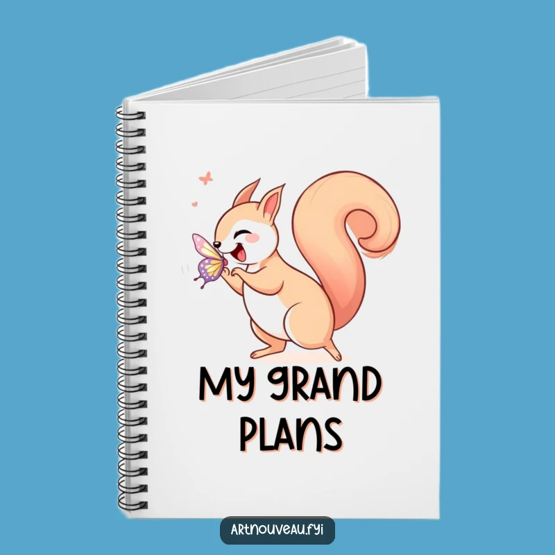 Funny Squirrel Art Nouveau Notebook, Whimsical Journal, Creative Writing Gift