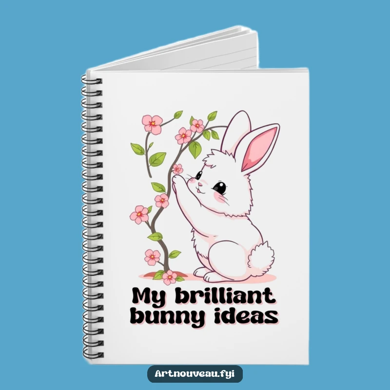 Funny Bunny Bloom Notebook: Journal, Elegant Curves, Blooming Vine, Creative Funny Gift