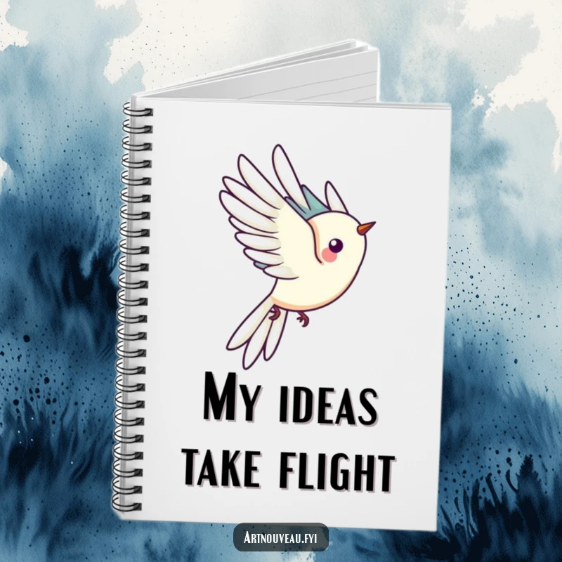 Funny notebook adorned with a stylized bird in graceful flight, its elongated tail feathers adding a touch of artistic flair for note-taking.