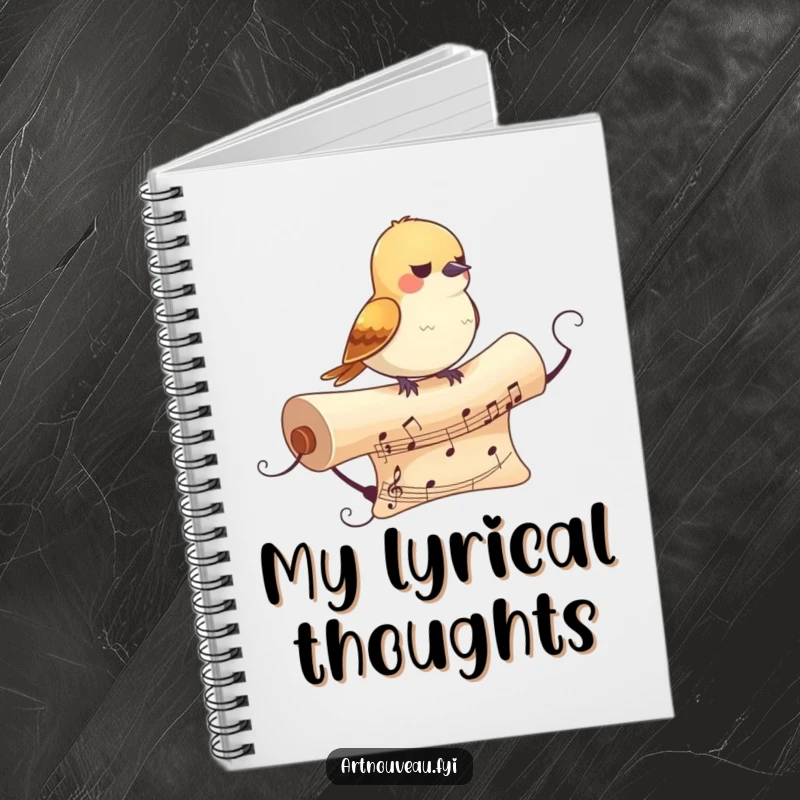 Funny Bird Notebook: A journal featuring a small bird on a musical scroll, perfect for jotting down ideas with artistic humor.