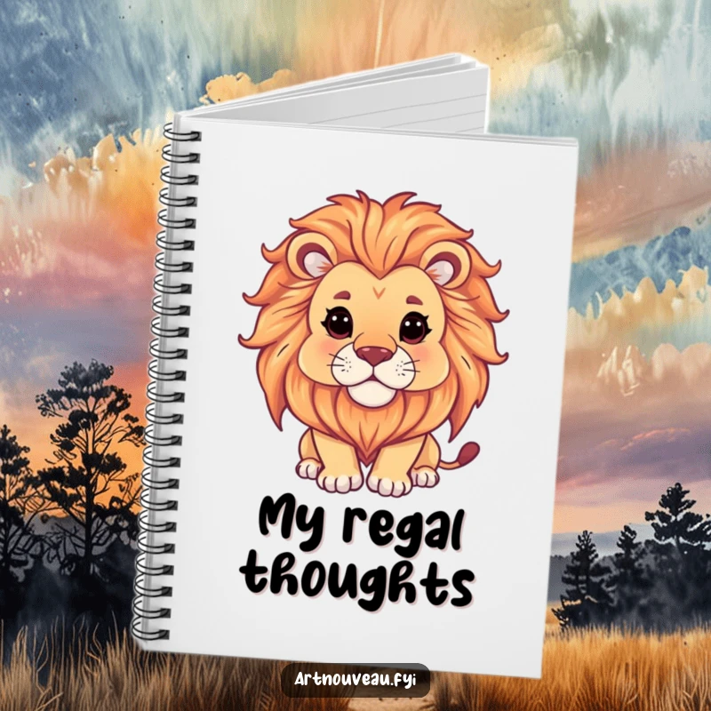 Funny Lion Notebook: A serene lion with an ornate mane graces this journal, perfect for capturing artistic thoughts with humorous elegance.
