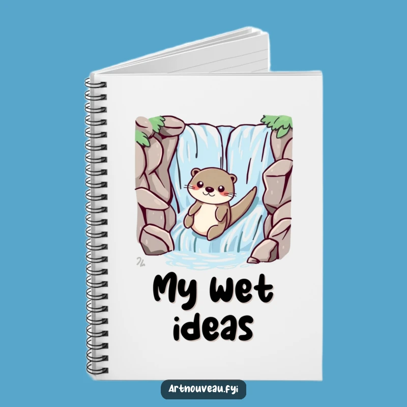 Funny Otter Waterfall Notebook, Playful Journal, Aquatic Creative Stationery