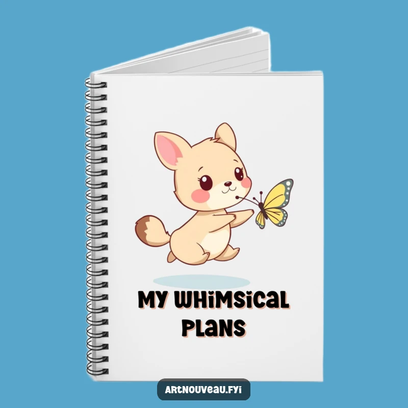 Funny Whimsical Animal Butterfly Notebook, Playful Journal, Creative Gift