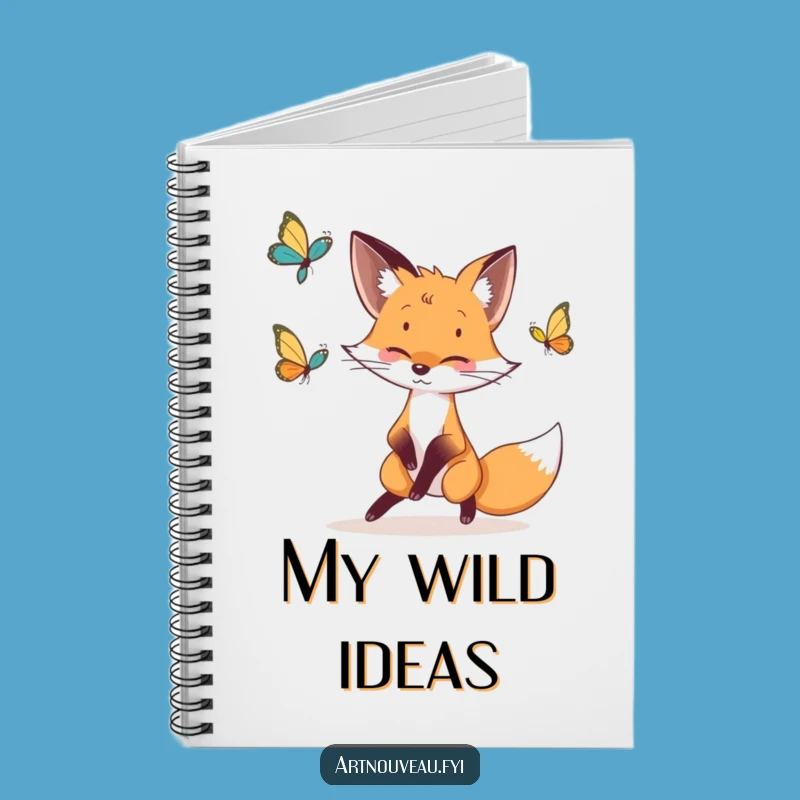 Funny Fox Butterfly Chase Notebook: Whimsical Journal Gift