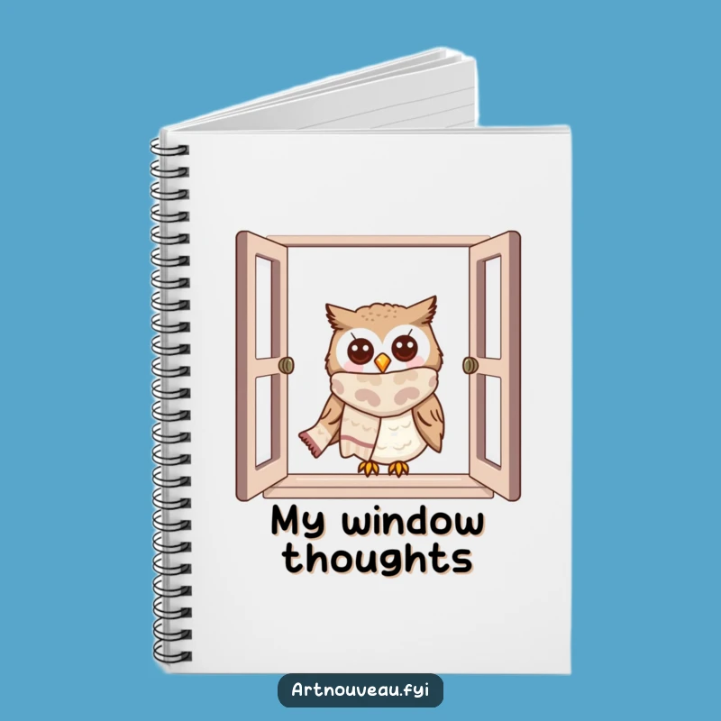 Funny Owl Window Peek Notebook: Cute Scarf Journal Gift