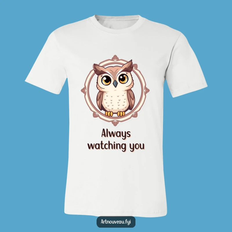 Funny Owl T-Shirt - Curious Bird Art Tee, Expressive Eyes Funny Gift