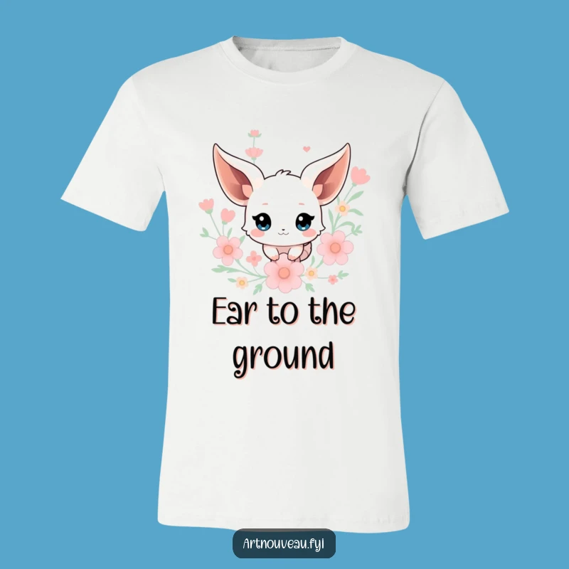 Funny Creature T-Shirt: Floating Ears & Floral Design for Fantasy Fans
