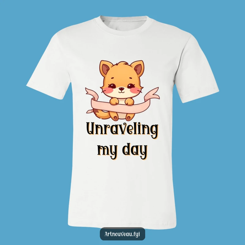 Funny Animal Ribbon T-Shirt, Playful Creature Decorative Flow Tee