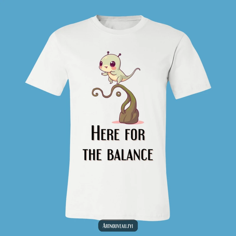 Funny Balance Creature T-Shirt, Winding Stem Plant Art Tee