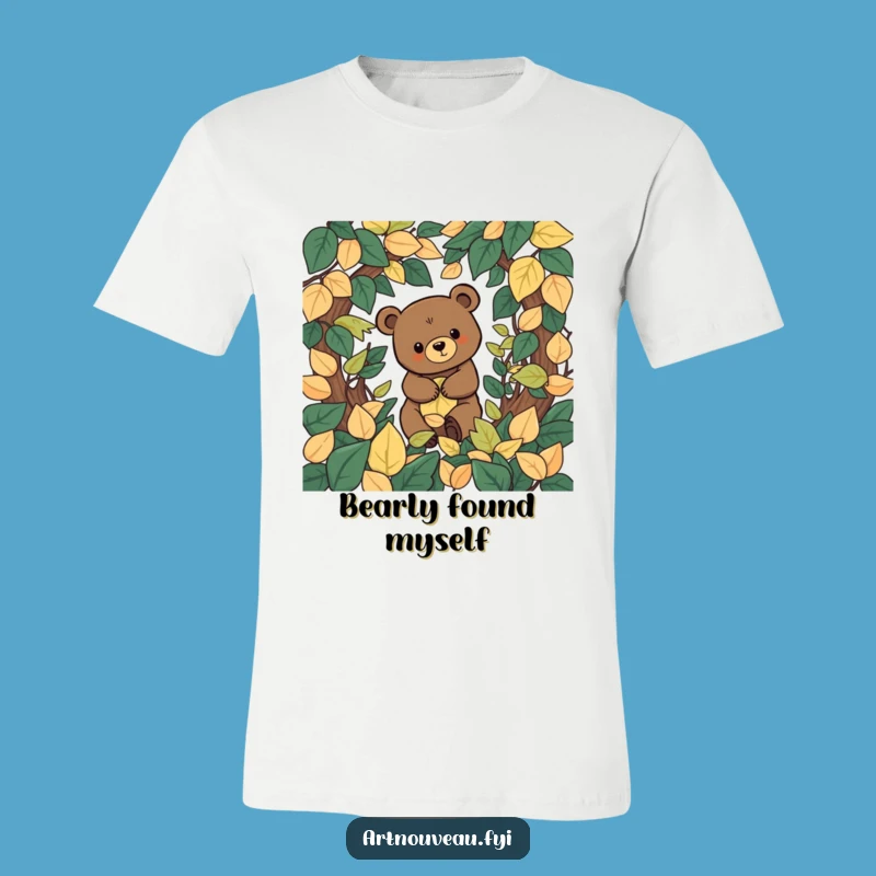 Funny Bear Leaf Labyrinth T-Shirt, Organic Exploration Tee, Nature Lover Graphic