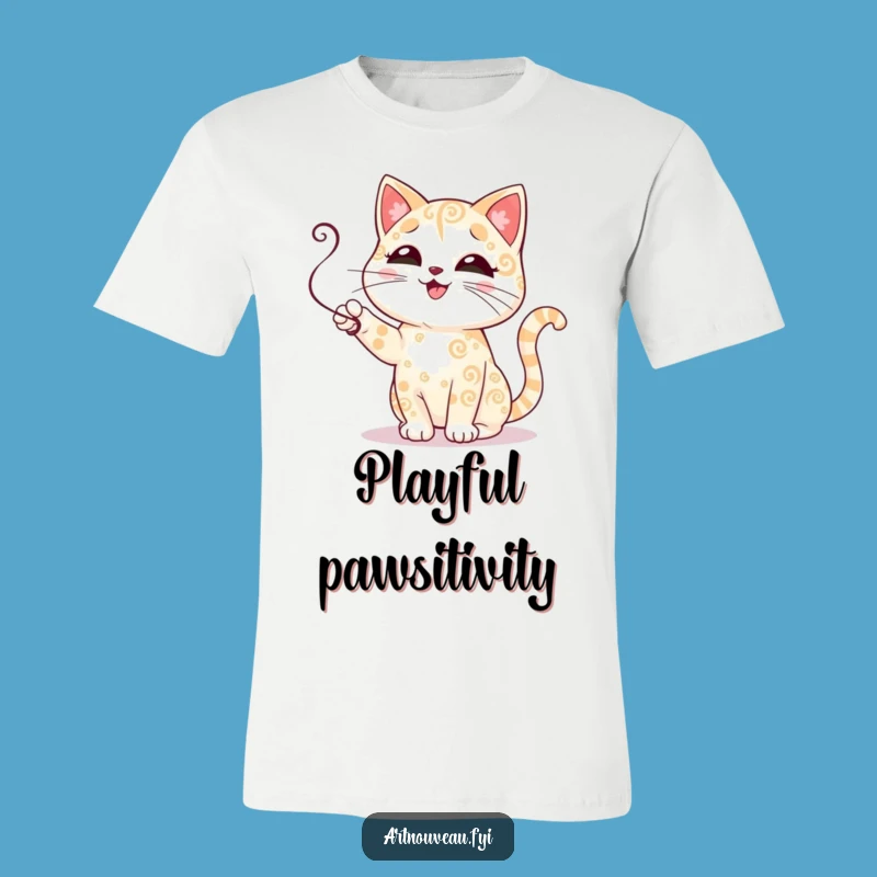 Funny Cat T-Shirt: Adorable Swirl Cat Batting Tendril, Best Funny Gift for Pet Moms