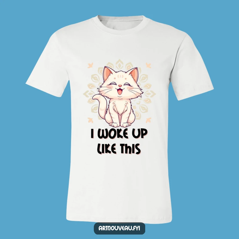 Funny Cat T-Shirt: Delighted Feline Pose, Decorative Pattern, Perfect Gift