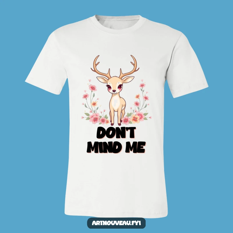 Funny Deer T-Shirt: Graceful Nature Art, Floral Motifs, Perfect Gift