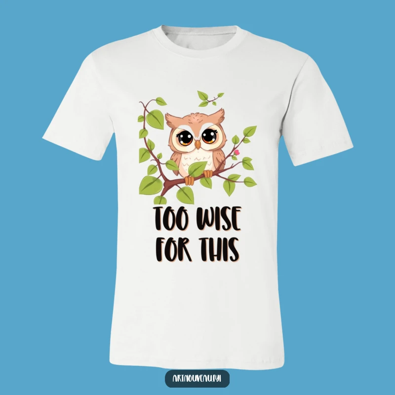 Funny Peeking Owl T-Shirt: Cute Curious Bird Funny Gift for Him Her