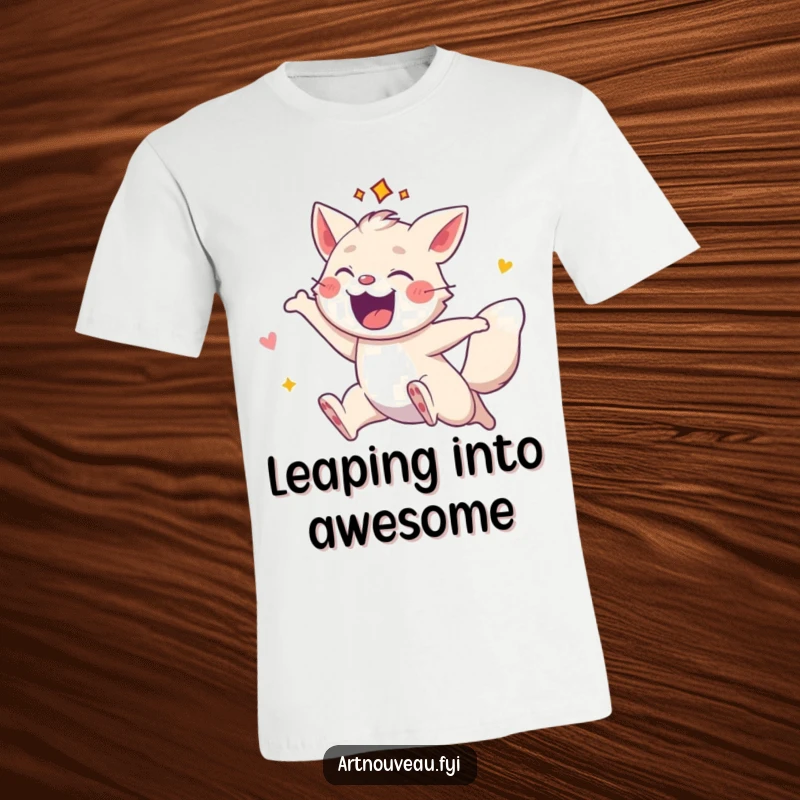 Funny t-shirt with an energetic animal leaping with decorative flair, showcasing dynamism and stylish, vibrant energy.