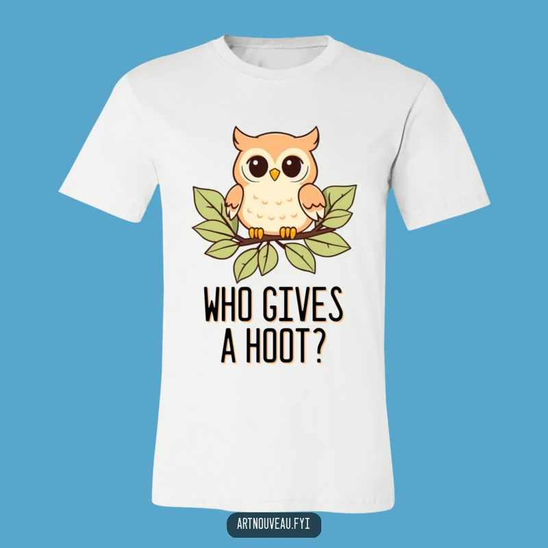 Funny Owl T-Shirt: Playful Floating Design, Stylized Leaves, Perfect Gift