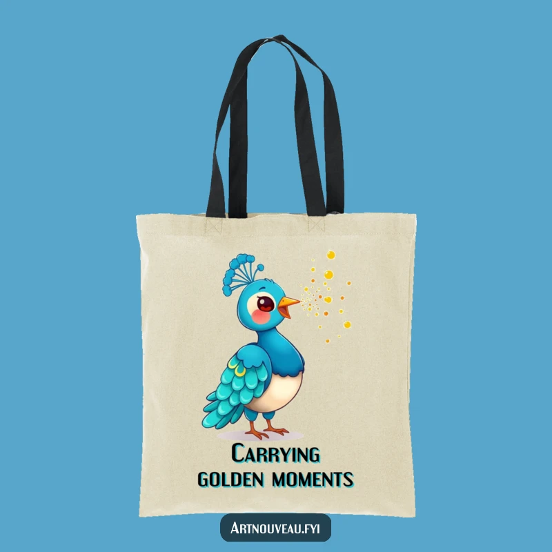 Funny Golden Dust Peacock Tote Bag: Playful Bird Art, Great Funny Gift