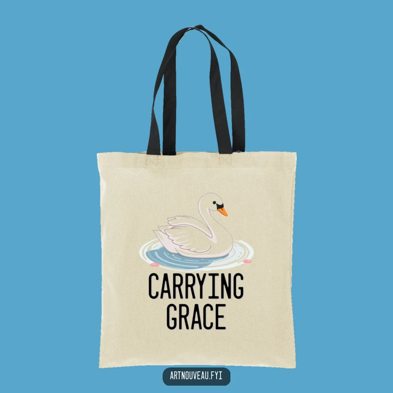 Funny Swan Pond Tote Bag, Elegant Art Design, Stylish Reusable Carryall