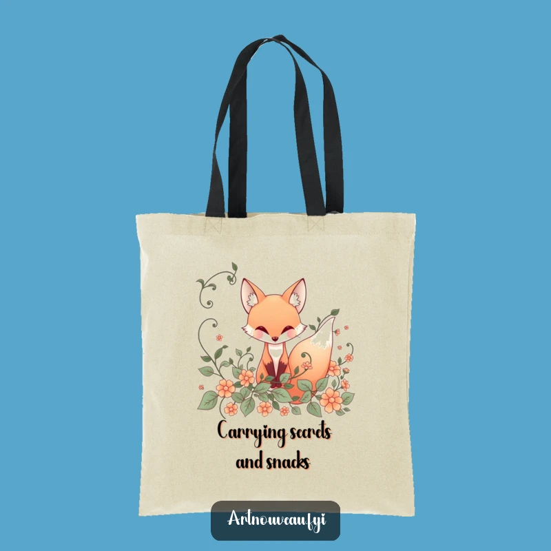Funny Fox Tote Bag: Stylish Art Nouveau, Whimsical Nature Design, Perfect Gift